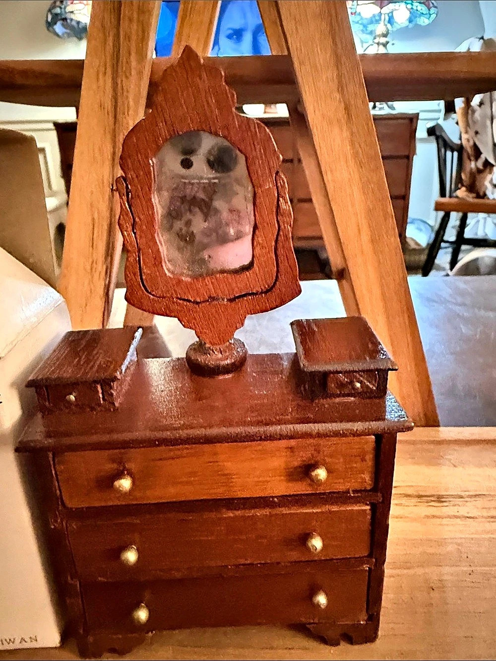 Dolly Hello Dolly Miniature Wood Empire Style Dresser with Mirror Miniature Wood
